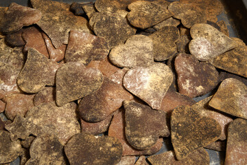 Heart-shaped cookies. Valentines Day background. Toned.