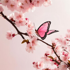 pink flowers with butterfly