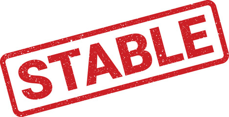 Red rubber stamp illustration with noise effect, declaring the word stable, isolated vector