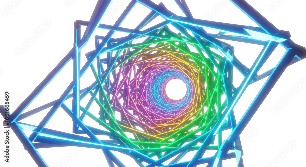 Aufkleber abstract multicolored tunnel structure with geometric design on black background