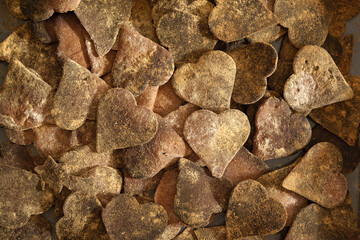 Heart-shaped cookies. Valentines Day background. Toned.