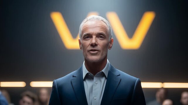 Confident Mature Entrepreneur Speech Presentation