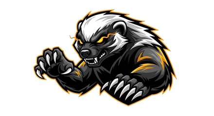 Powerful Badger Mascot with Fierce Expression