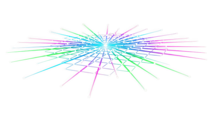 Glowing network of interconnected lines radiating from a central point