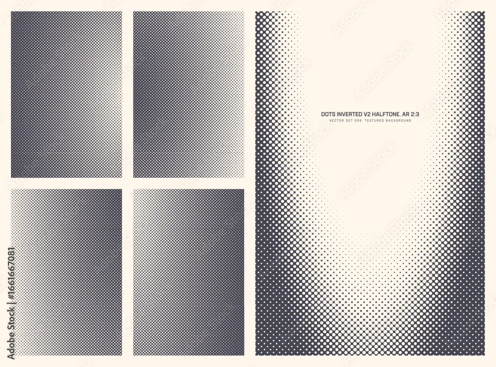 Fototapete assorted vector retro styled inverted dots halftone pattern set in vertical 2:3 aspect ratio includi
