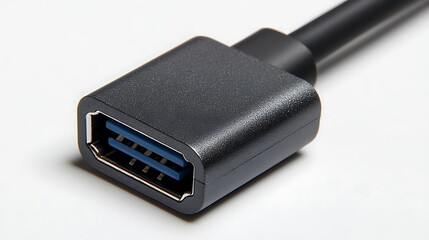 Close-Up of a Black USB 3.0 Connector High-Speed Data Transfer Technology