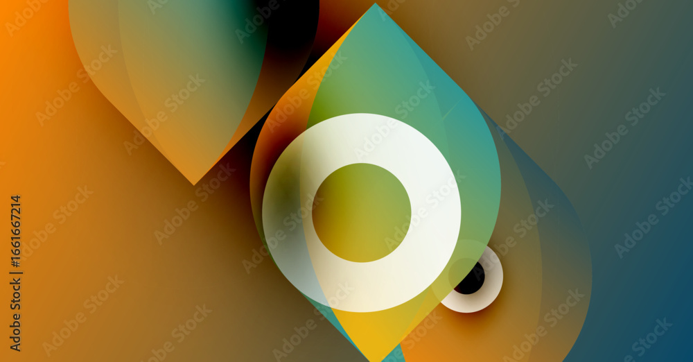 Aufkleber abstract design features overlapping colorful shapes, circles, gradients. modern aesthetic, vibrant 