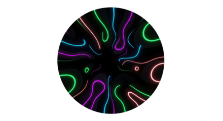 Abstract Neon Light Emission Emanating From a Central Dark Cavity