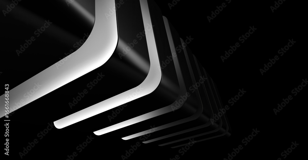 Poster abstract architectural shapes rendered in shades of black and white, showcasing a minimalist design 