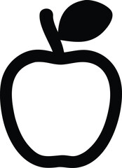 Simple silhouette of an apple with stem and leaf a classic fruit symbol perfect for educational or design projects