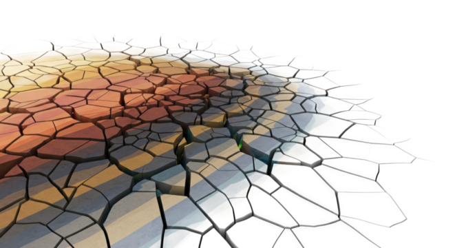 Abstract terrain with fractured geometric pattern and desaturated colors