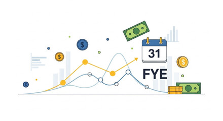 Fototapeta premium Upward financial chart showing year end revenue and profit growth for business report