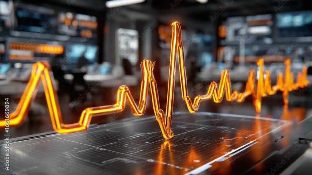 Poster digital life pulse : the digital heartbeat of technological innovation comes alive, symbolized by a 