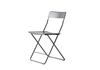 Simple gray folding chair minimalist design isolated on transparent background