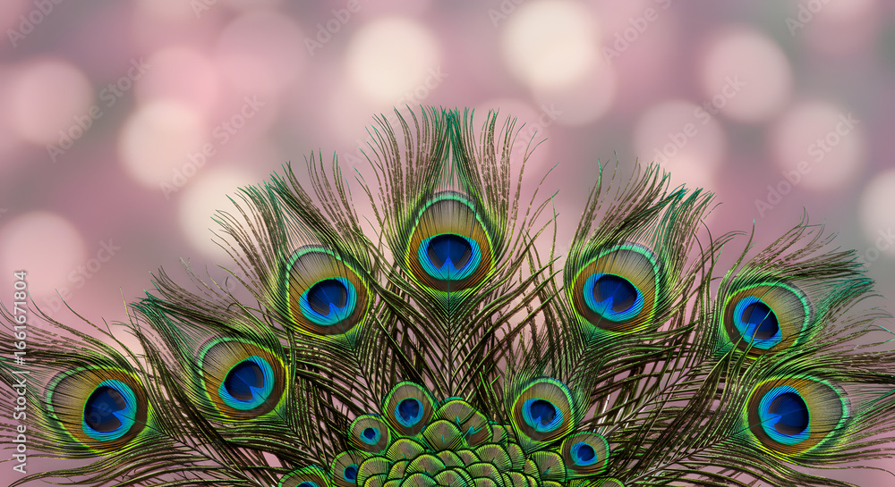Aufkleber peacock feather display: a stunning array of vibrant peacock feathers, showcasing their intricate pa
