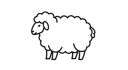 Simple Sheep Illustration with Thick Black Outline on White Background