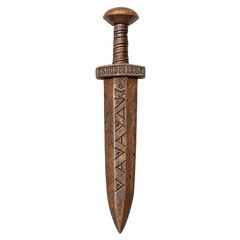 Old wooden dagger isolated on a white background. isolated on transparent background.