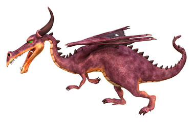 3D Rendering Fairy Tale Dragon on White