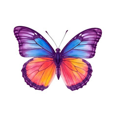 Watercolor colorful butterflies, isolated on white background spring illustration