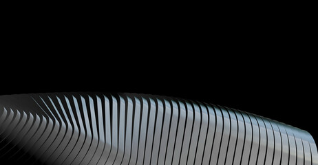 Abstract architectural design with a unique, curved structure and intricate patterns