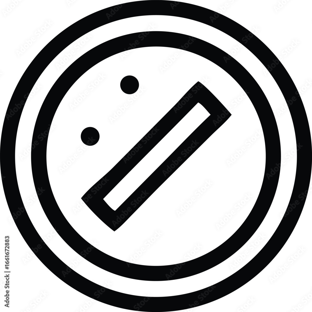 Poster simple outline icon representing a compass or directional guide with a central indicator and two sma