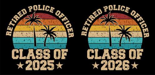 Vintage Retirement Design for Police Officer Class of 2025 2026 with Cat