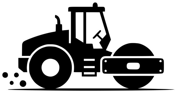 black road roller compacting ground clip art preview