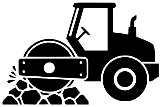 black road roller compacting rocks clip art preview