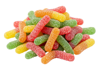 Colorful gummy worms candy confectionery sweet treat food studio photography