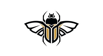 Obraz premium Stylized Scarab Beetle Logo with Gold Accents on a Clean White Background