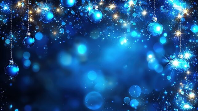Blue Christmas Ornament Bokeh Background: Holiday Marketing & Christmas Theme Design