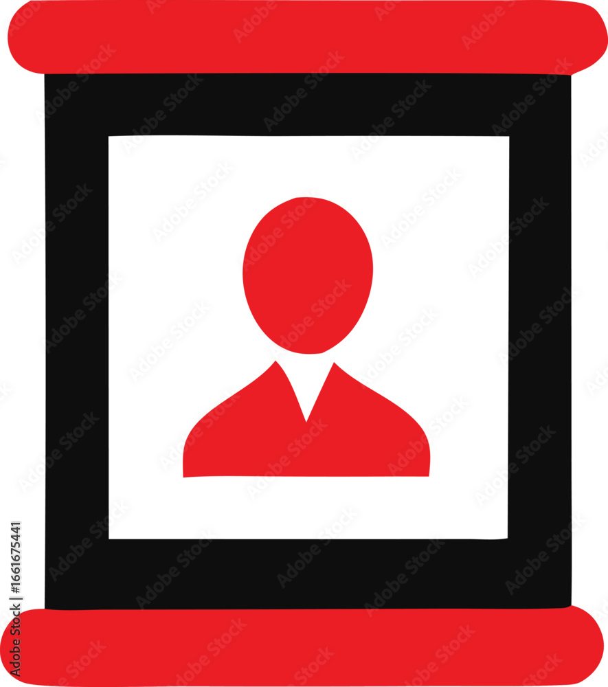 Poster Simple red and black profile icon featuring a silhouette of a person for digital use user interface design and branding elements