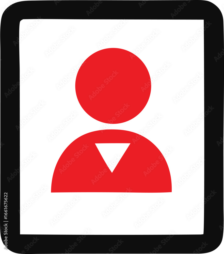 Poster simple red silhouette icon representing a person or user profile standard avatar symbol graphic elem