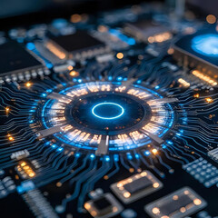 Technology background. Big data visualization concept. Abstract technology circuit board circle