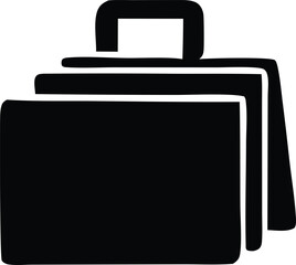 Simple silhouette of multiple briefcases stacked together representing business travel and professionalism