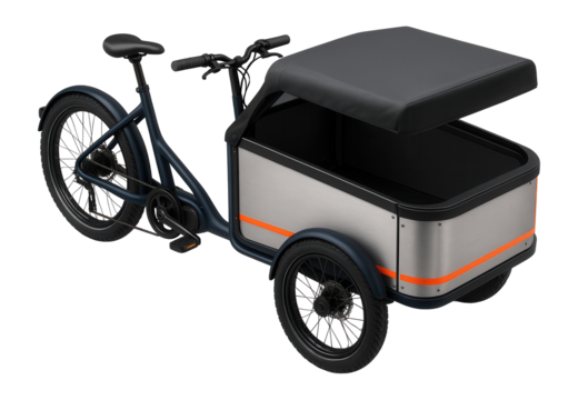 Hybrid cargo trike with a convertible cargo bay and retractable cover