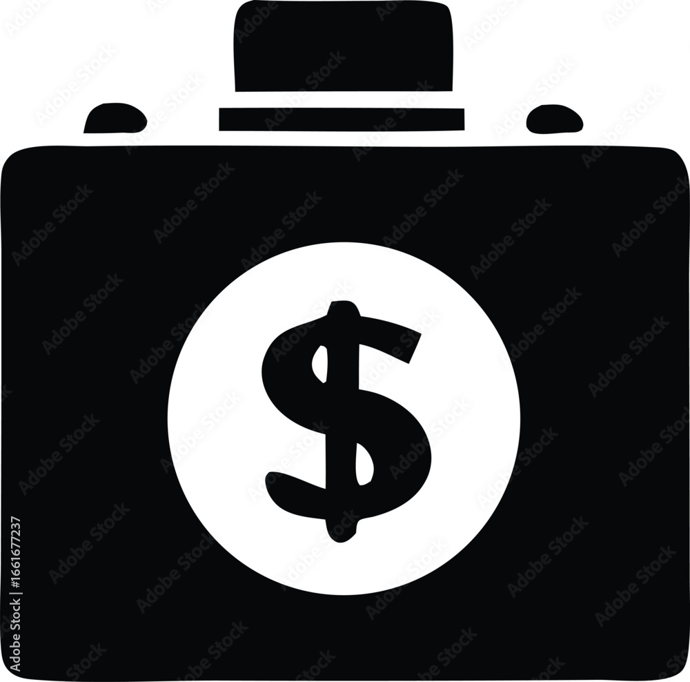 Poster secure finance camera icon representing financial security and investment tracking with a dollar sym
