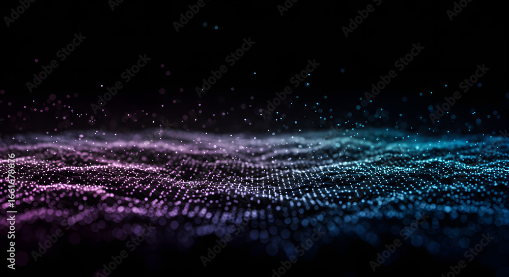 Aufkleber digital ocean: a mesmerizing digital artwork portrays a rippling ocean of light, with shimmering par