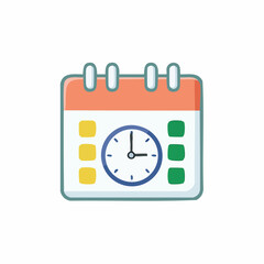 Obraz premium Cartoon Calendar with Clock Face Reminder Event Time Schedule