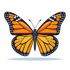 Obraz premium Monarch Butterfly in Flight: A vibrantly illustrated monarch butterfly, with its iconic orange and black wings, showcases the delicate beauty and captivating patterns of nature.