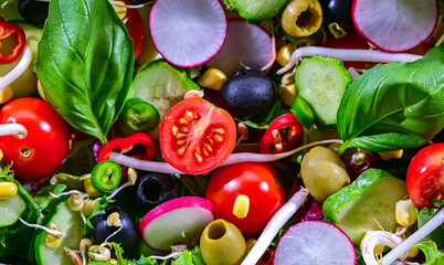 Close-up of vegetable salad. Balanced diet