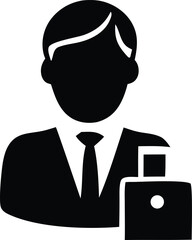 Professional businessman silhouette with laptop icon for business and technology concepts