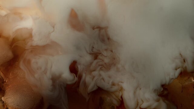 Super Slow Motion Shot of Pouring Cream into Coffe with Ice at 1000fps.