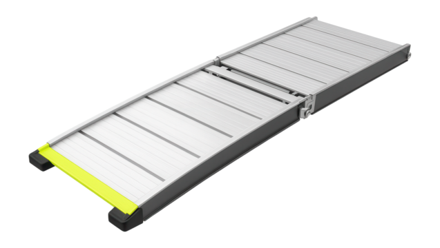Adjustable length loading ramp with interlocking sections and rubber feet