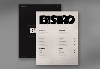 Retro-Inspired Black & Cream Menu