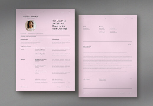 Minimal Pastel Pink Professional Resume & Letterhead