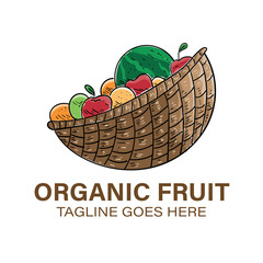 organic fruit in the basket illustration design vector