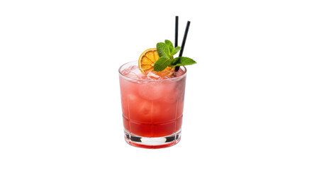 Colorful Mixology Cocktail with Fresh Garnish Vibrant Bar Drink on transparent background PNG