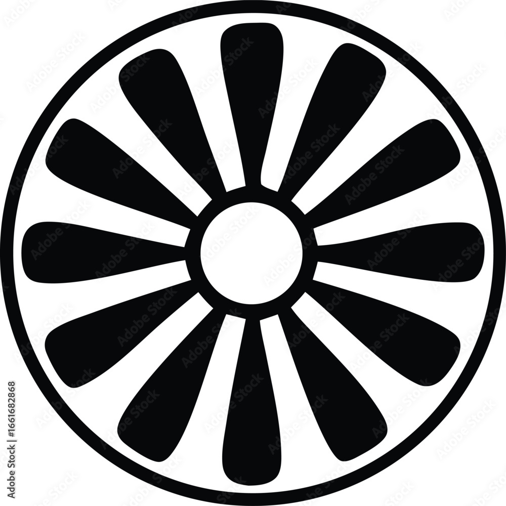Poster abstract circular design with radial spokes and central circle geometric pattern symbol graphic