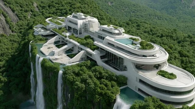 Skyline Cliff Residence: A modern architectural marvel perched atop a majestic cliff, this residence blends seamlessly with its surroundings, boasting panoramic views and a luxurious design.